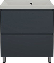 Style Line Тумба с кварцевой раковиной жасмин Манхэттен 70 Plus эмаль графит матовая – фотография-1